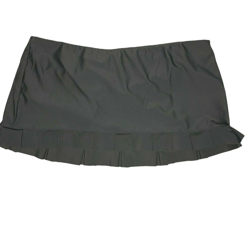 Elle Swim Skirt Pleated Ruffle Hem Gray Built In Brief Elastic Waist